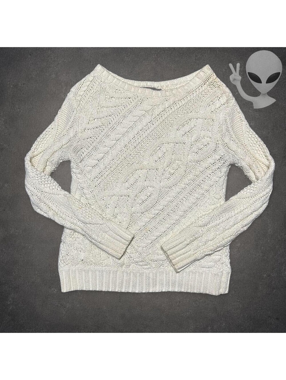 Polo Ralph Lauren Women'XS XS Cream Cable Knit Cotton Crewneck Sweater
